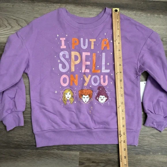NWT Disney Hocus Pocus Girls Fleece Sweatshirt Glitter Halloween S (6-6X) Purple - Picture 5 of 10